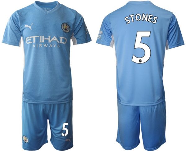 Herren Manchester City John Stones #5 Heim Heimtrikot 2022 Kurzarm-1