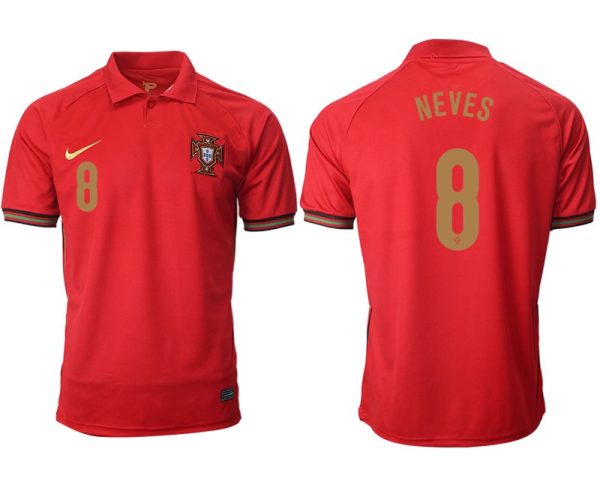 Herren Portugal Heimtrikot EURO 2020/21 rot/gold mit Aufdruck NEVES 8