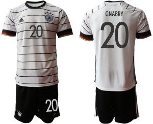 Herren Trikot Set DFB Deutschland Heimtrikot EM 2020 in weiß mit Aufdruck GNABRY 20