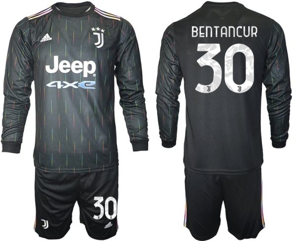 Juventus Turin Herren Auswärts Trikot 2021/22 schwarz/weiß mit Aufdruck Bertancur 30