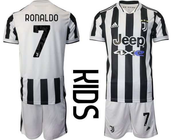 Kinder Fußball Trikot Juventus Turin Heimtrikot 2021/22 mit Aufdruck Ronaldo 7