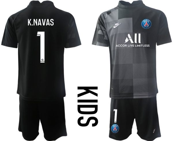 Kinder Paris Saint Germain PSG Torwarttrikot schwarz mit Aufdruck K.Navas 1