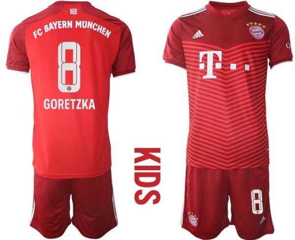 Kinder Trikotsatz FC Bayern München Heimtrikot rot 2022 mit Aufdruck Goretzka 8