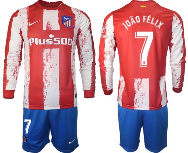 Langarm Fußballtrikots Atlético Madrid 2022 Heimtrikot mit Aufdruck João Félix 7