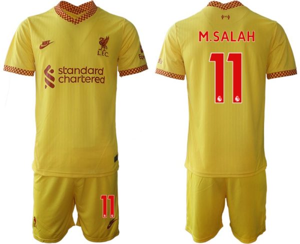 Liverpool FC Stadium Ausweichtrikot 2021/22 gelb-rot Fußball Trikotsatz M.SALAH 11