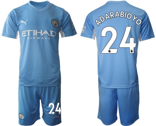 Manchester City 2022 Heimtrikot hellblau/weiß Kurzarm + Kurze Hosen ADARABIOYO 24