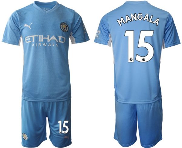 Manchester City 2022 Heimtrikot hellblau/weiß Kurzarm + Kurze Hosen MANGALA 15