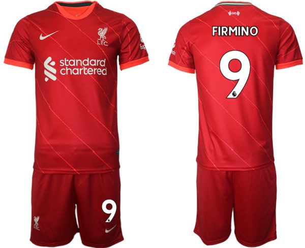 Personalisierbar FC Liverpool Heimtrikot 2021/22 rot Trikotsatz Kurzarm + Kurze Hosen FIRMINO 9