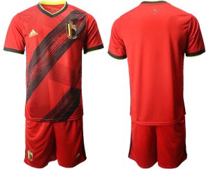 Personalisierbar Herren Kurzarm Belgien Heimtrikot EM 2020 in rot