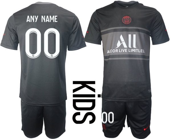 Personalisierbar Paris St. Germain Kinder 3rd Trikot 2021/22 schwarz/rot-1