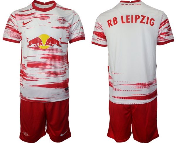 RB Leipzig RBL Heimtrikot 2021-22 Heim Trikot Herren Kurzarm + Kurze Hosen