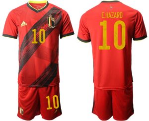 Trikot zur Fußball-Europameisterschaft 2020 Belgien Heimtrikot in rot mit Aufdruck E.Hazard 10