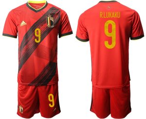 Trikot zur Fußball-Europameisterschaft 2020 Belgien Heimtrikot in rot mit Aufdruck R.LUKAKU 9