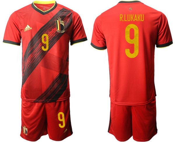 Trikot zur Fußball-Europameisterschaft 2020 Belgien Heimtrikot in rot mit Aufdruck R.LUKAKU 9