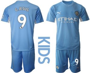 Trikotsatz Manchester City Heimtrikot Kinder 2022 mit Aufdruck G.Jesus 9