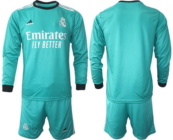 Trikotsatz Real Madrid Ausweichtrikot 2021-22 Langarm + Kurze Hosen grün