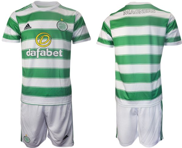 Celtic FC 21-22 Trikot Weiß Grün Kurzarm + Kurze Hosen