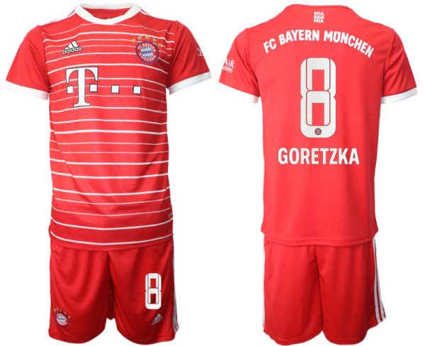 FC Bayern München 2022-23 Heimtrikot Goretzka 8 Trikotsatz Kurzarm + Kurze Hosen