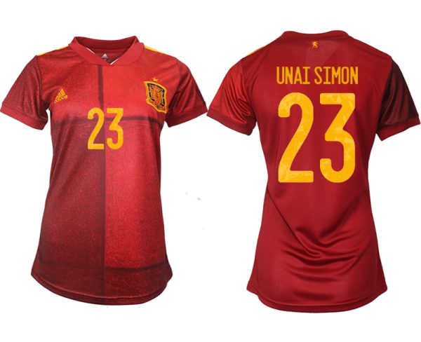 Günstige Fußballtrikots Spanien Trikot Home EM 2022 Rot mit Aufdruck UNAI SIMON 23