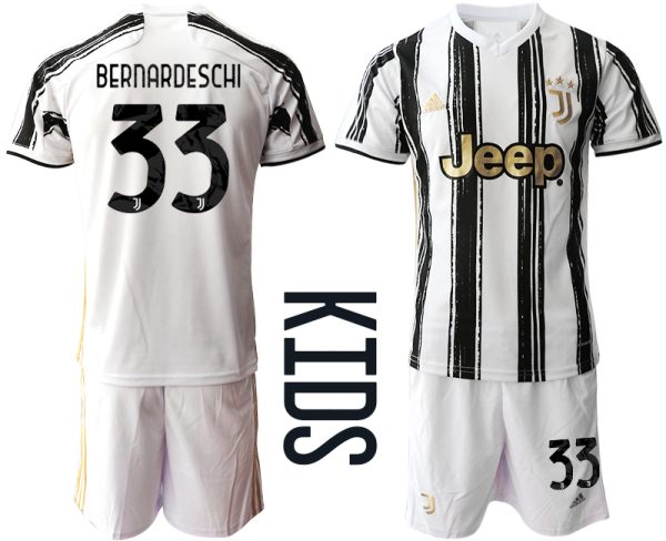 Günstige Fussballtrikot Juventus Turin 2020-2021 Auswärtstrikot weiß/schwarz Kinder BERNARDESCHI #33