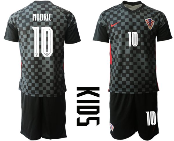 Kinder Kroatien EM 2020-2021 Auswärts Trikot anthrazit/schwarz MODRIC #10