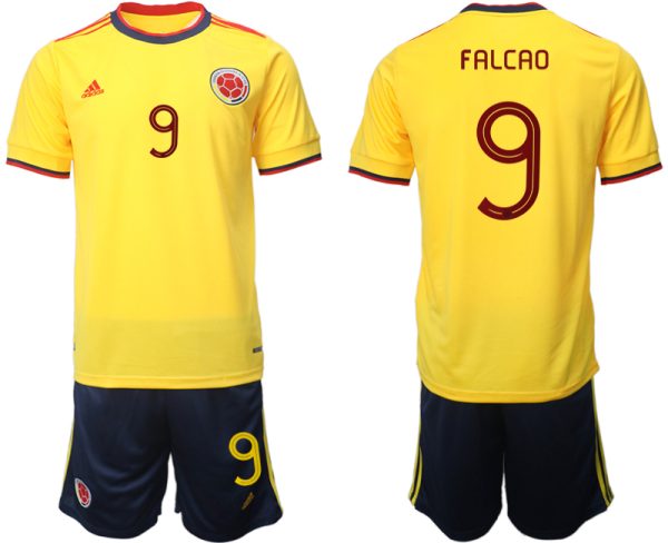 Kolumbien Heimtrikot 2021 Copa America Trikot Gelb Herren Trikotsatz Kurzarm FALCAO 9