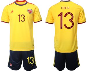 Kolumbien Heimtrikot 2021 Copa America Trikot Gelb Herren Trikotsatz Kurzarm MINA 13