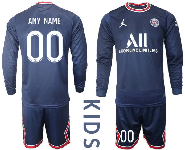 Paris Saint Germain Heimtrikot 2021-22 PSG Trikotsatz Langarm + Kurze Hosen Kinder Fußballtrikots