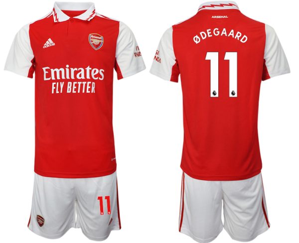 Herren Arsenal 2022-2023 Heimtrikot rot-weiß Trikotsatz Kurzarm + Kurze Hosen Billige Fussballtrikots