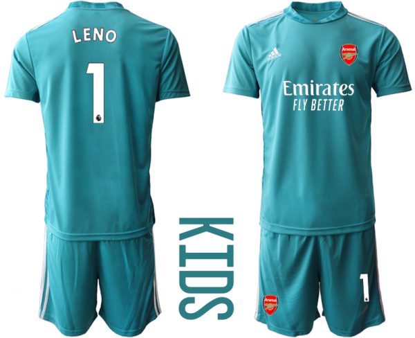 Kinder FC Arsenal Goalkeeper Jersey Torwarttrikot grau blau mit Aufdruck LENO 1