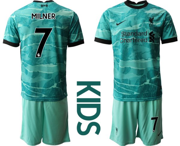 Kinder FC Liverpool Torwarttrikot blau Trikotsatz Kurzarm + Kurze Hosen mit Aufdruck MILNER 7