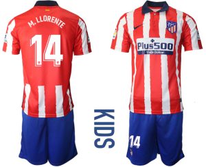 M.LLORENTE 14 Atlético Madrid 2020-21 Home Trikot weiß-roten Streifen Kindertrikot