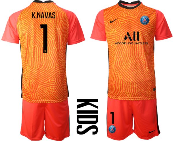 Neue Fußballtrikots Paris Saint Germain PSG Auswärtstrikot 2020-21 Rot Kinder K.NAVAS #1