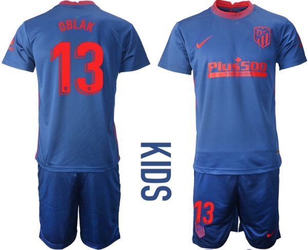 OBLAK 13 Atlético Madrid 2020-21 Auswärtstrikot Navy blau Kinder Fußball Trikotsatz