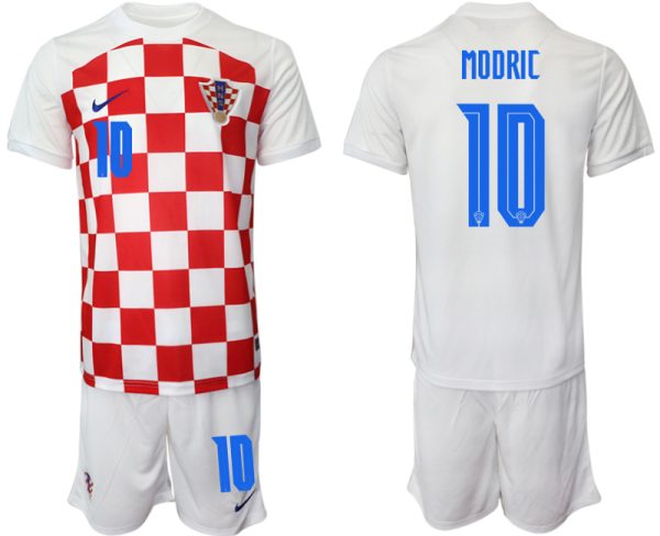 Herren Kroatien Heimtrikot WM-2022 weiß Battle Blue Günstig Fußballtrikots MODRIC #10