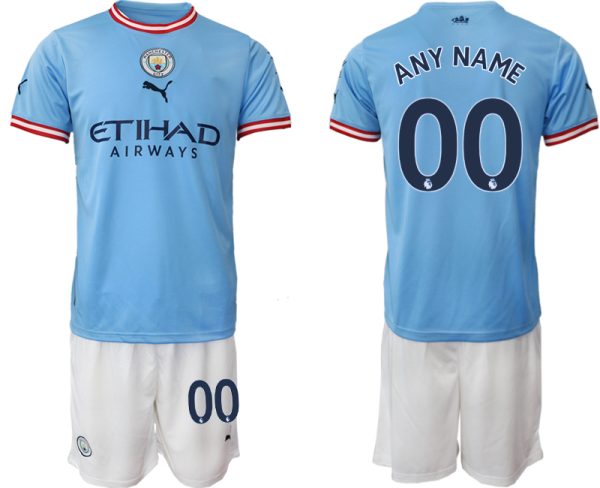 Herren Manchester City Heimtrikot 2022/2023 blau weiß Fußballtrikots Set