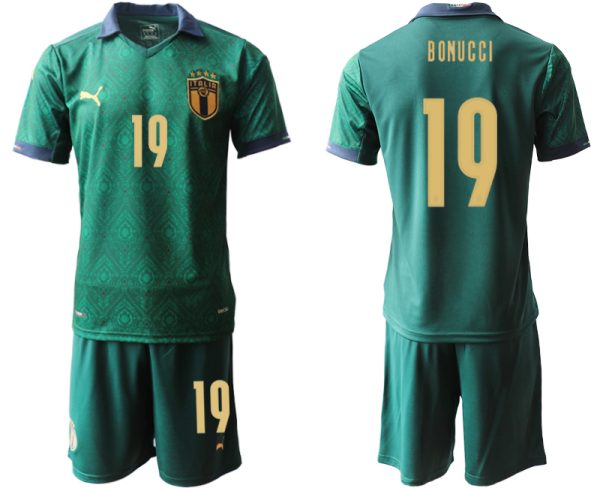 Italien 2020 Ausweichtrikot Grün Trikotsatz für Herren BONUCCI 19