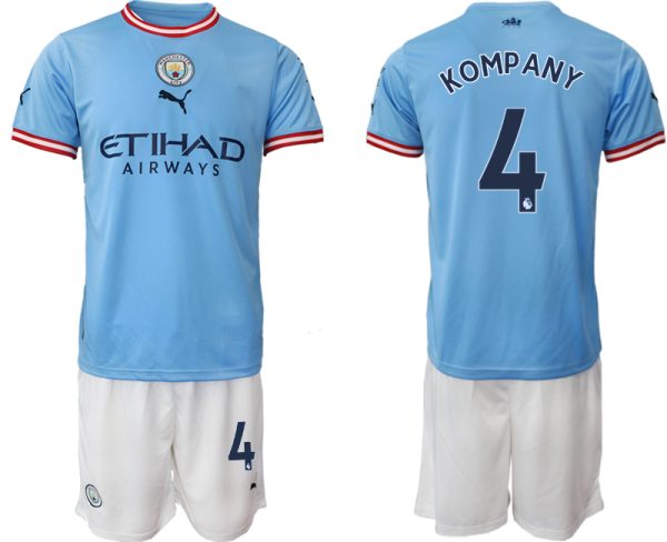 KOMPANY 4 Manchester City Heimtrikot 2022/2023 blau Kurzarm + weiß Kurze Hosen