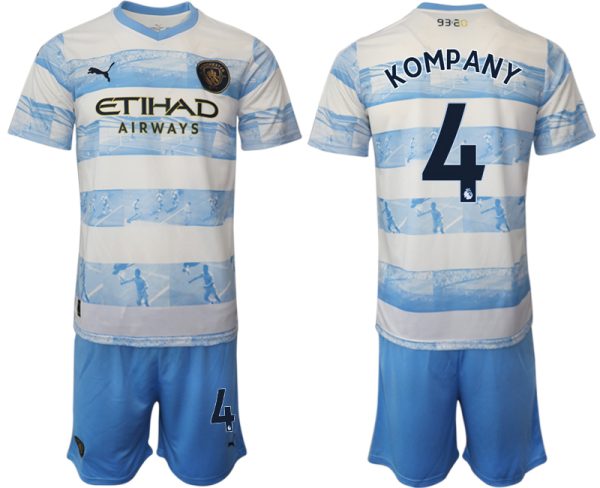 Manchester City Aufwärmtrikot 2022/2023 weiß blau Trikotsatz mit Aufdruck KOMP ANY 4