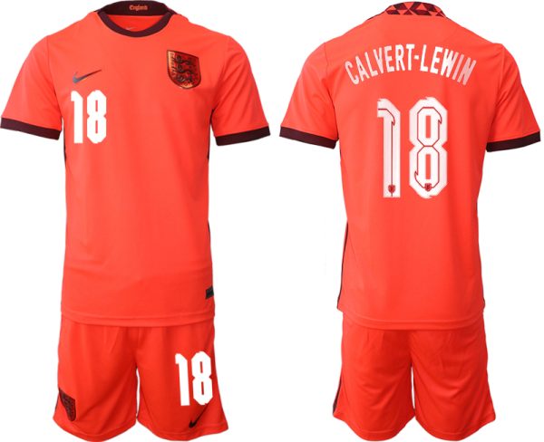 England Trikot Away Frauen EM 2022 Orange Trikotsatz Kurzarm + Kurze Hosen CALVERT-LEWIN 18