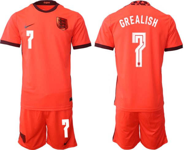 England Trikot Away Frauen EM 2022 Orange Trikotsatz Kurzarm + Kurze Hosen GREALISH 7