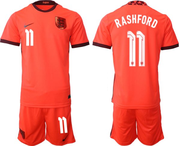 England Trikot Away Frauen EM 2022 Orange Trikotsatz Kurzarm + Kurze Hosen RASHFORD 11