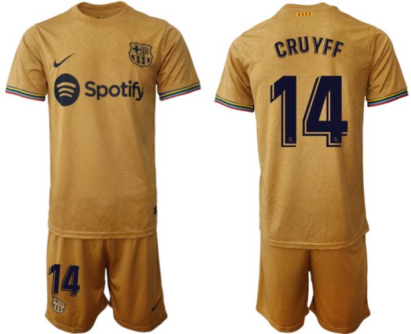 FC Barcelona 2022-23 Auswärtstrikot goldene Away Shirt für Herren CRUYFF 14