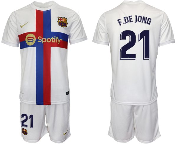 Günstig Fußballtrikots FC Barcelona 2022/23 Ausweichtrikot weiß für Herren F.DE JONG 21