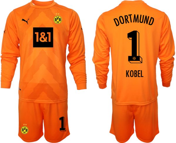 Herren Borussia Dortmund 2022-23 Torwarttrikot Orange Langarm + Kurze Hosen KOBEL 1