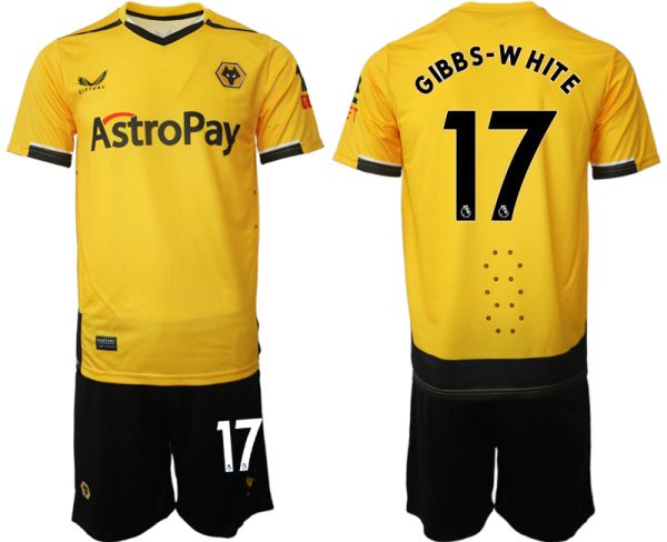 Herren Castore Wolverhampton Wanderers F.C. 2022-23 Heimtrikot Gelb Kurzarm + Kurze Hosen GIBBS-WHITE 17