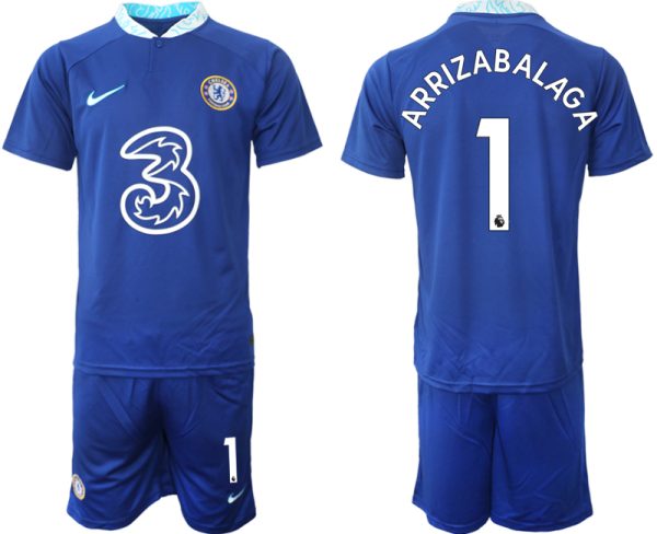 Herren Fussballtrikots Chelsea FC 22-23 Heimtrikot blau Kurzarm + Kurze Hosen ARRIZABALAGA 1