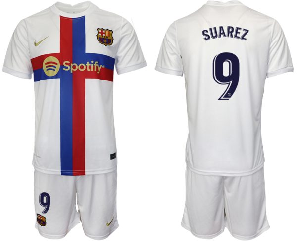 SUAREZ 9 FC Barcelona 2022/23 Ausweichtrikot weiß Fußballtrikot Herren Sale