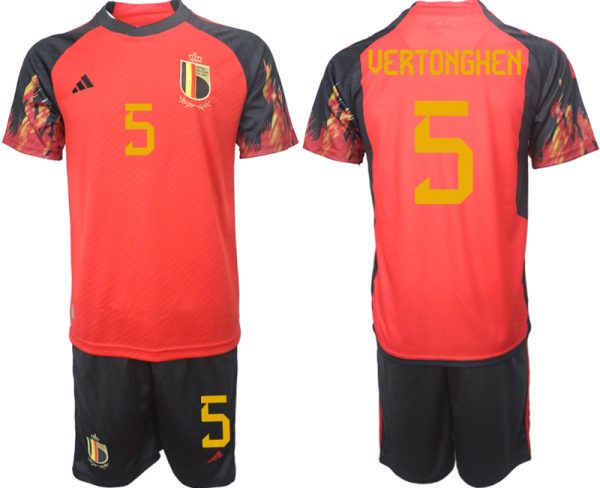 Herren Belgien WM 2022 Heimtrikot rot schwarz Trikotsatz Online Kaufen VERTONGHEN 5