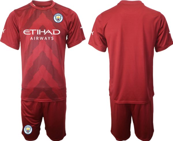 Herren Manchester City Goalkeeper Jersey 2022/23 rot Kurzarm + Kurze Hosen